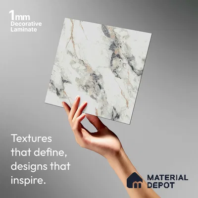 White Marble Look LM 02801 Safroni Marble 8 ft x 4 ft Zero Soft Matt Finish Decorative Laminate - 1 mm | Suitable for TV Unit, Wardrobe, Kitchen Cabinets