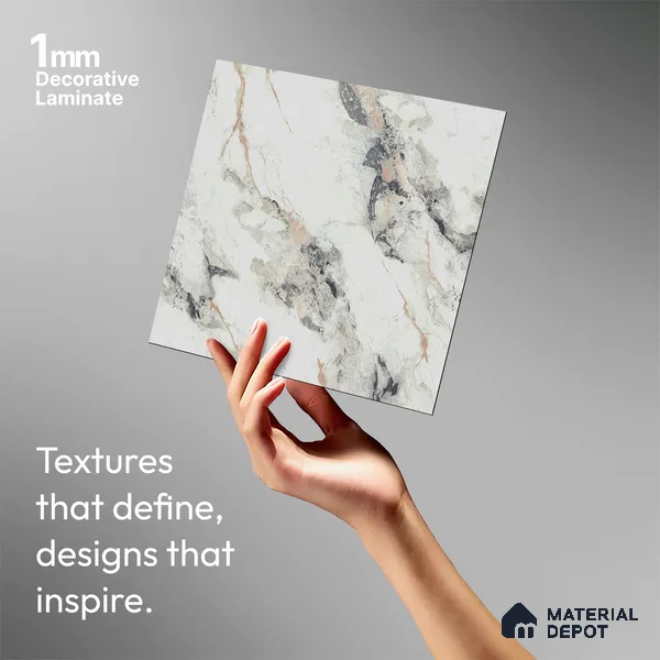 White Marble Look LM 02801 Safroni Marble 8 ft x 4 ft Zero Soft Matt Finish Decorative Laminate - 1 mm | Suitable for TV Unit, Wardrobe, Kitchen Cabinets