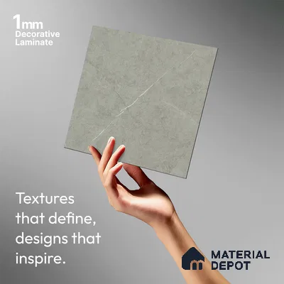 Grey Marble Look LM 02802 Cementro Light 8 ft x 4 ft Zero Soft Matt Finish Decorative Laminate - 1 mm | Suitable for TV Unit, Wardrobe, Kitchen Cabinets