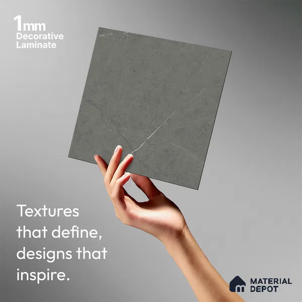 Grey Marble Look LM 02803 Cementro Dark 8 ft x 4 ft Zero Soft Matt Finish Decorative Laminate - 1 mm | Suitable for TV Unit, Wardrobe, Kitchen Cabinets