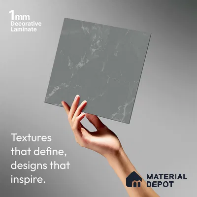Grey Marble Look LM 02805 Grey Panda Marble 8 ft x 4 ft Natural Thermal Stone Finish Decorative Laminate - 1 mm | Suitable for TV Unit, Wardrobe, Kitchen Cabinets