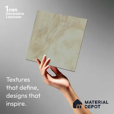 Beige Marble Look LM 02806 Volcano Ivory Marble 8 ft x 4 ft Natural Thermal Stone Finish Decorative Laminate - 1 mm | Suitable for TV Unit, Wardrobe, Kitchen Cabinets