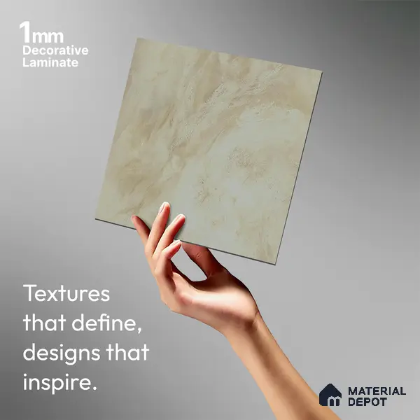 Beige Marble Look LM 02806 Volcano Ivory Marble 8 ft x 4 ft Natural Thermal Stone Finish Decorative Laminate - 1 mm | Suitable for TV Unit, Wardrobe, Kitchen Cabinets