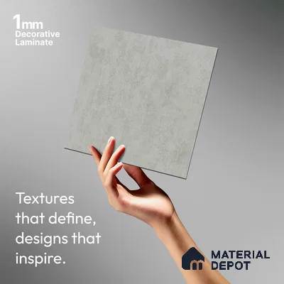 Grey Marble Look LM 02812 Tuffalo Light 8 ft x 4 ft Natural Thermal Stone Finish Decorative Laminate - 1 mm | Suitable for TV Unit, Wardrobe, Kitchen Cabinets