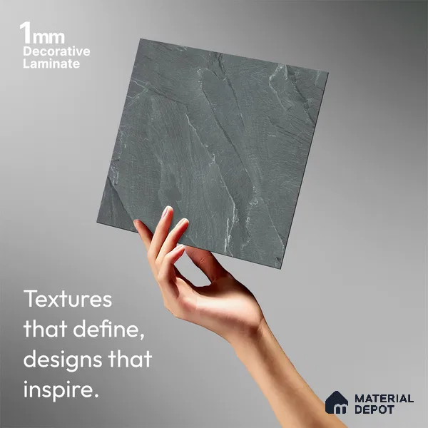 Grey Marble Look LM 02816 RPS 746 Tundra Dark 8 ft x 4 ft River Pebble Stone Finish Decorative Laminate - 1 mm | Suitable for TV Unit, Wardrobe, Kitchen Cabinets
