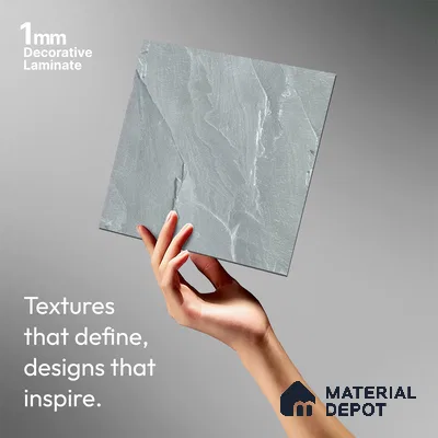 Grey Marble Look LM 02817 Tundra Light 8 ft x 4 ft River Pebble Stone Finish Decorative Laminate - 1 mm | Suitable for TV Unit, Wardrobe, Kitchen Cabinets