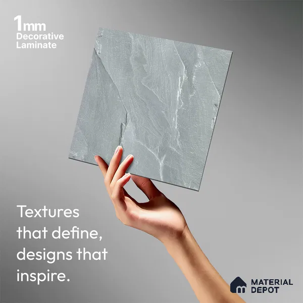 Grey Marble Look LM 02817 Tundra Light 8 ft x 4 ft River Pebble Stone Finish Decorative Laminate - 1 mm | Suitable for TV Unit, Wardrobe, Kitchen Cabinets