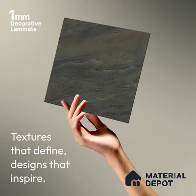 Grey Marble Look LM 02818 Darkened Rock 8 ft x 4 ft Fine Sand Stone Finish Decorative Laminate - 1 mm | Suitable for TV Unit, Wardrobe, Kitchen Cabinets