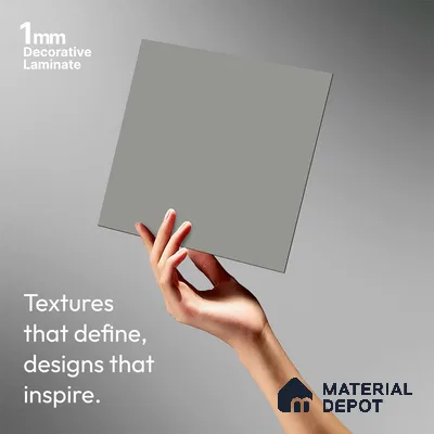 Textured Solid Look LM 02825 Light Grey 8 ft x 4 ft Stone Finish Decorative Laminate - 1 mm | Suitable for TV Unit, Wardrobe, Kitchen Cabinets