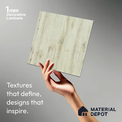 Beige Marble Look LM 02931 Cuneo Oak Light 8 ft x 4 ft Rough Veneer Finish Decorative Laminate - 1 mm | Suitable for TV Unit, Wardrobe, Kitchen Cabinets