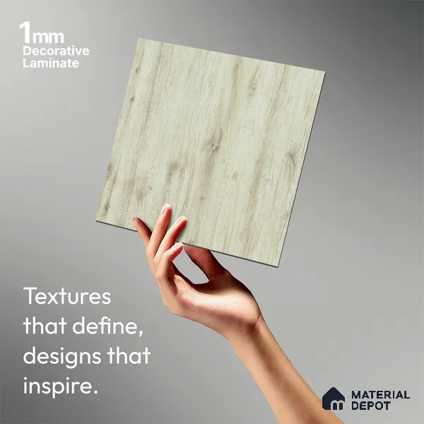 Beige Marble Look LM 02931 Cuneo Oak Light 8 ft x 4 ft Rough Veneer Finish Decorative Laminate - 1 mm | Suitable for TV Unit, Wardrobe, Kitchen Cabinets