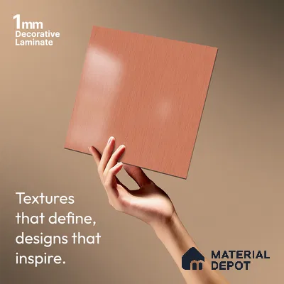Brown Metallic Look LM 02945 Copper 8 ft x 4 ft Foil Finish Decorative Laminate - 1 mm | Suitable for TV Unit, Wardrobe, Kitchen Cabinets