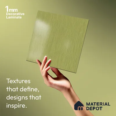 Green Metallic Look LM 02946 Glden 8 ft x 4 ft Foil Finish Decorative Laminate - 1 mm | Suitable for TV Unit, Wardrobe, Kitchen Cabinets