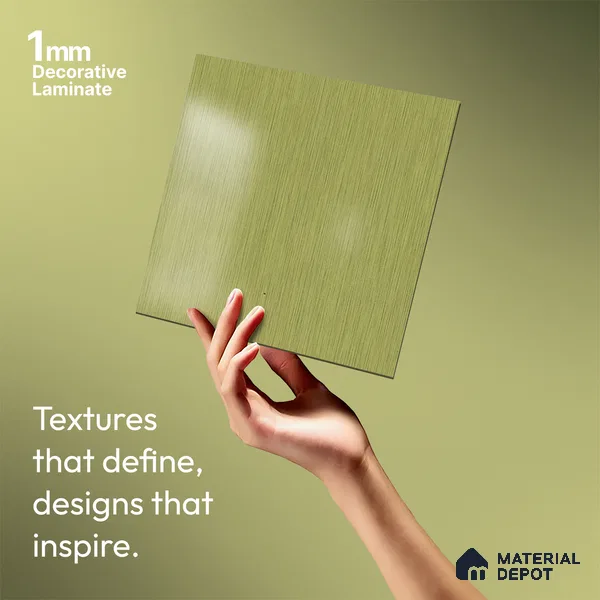 Green Metallic Look LM 02946 Glden 8 ft x 4 ft Foil Finish Decorative Laminate - 1 mm | Suitable for TV Unit, Wardrobe, Kitchen Cabinets