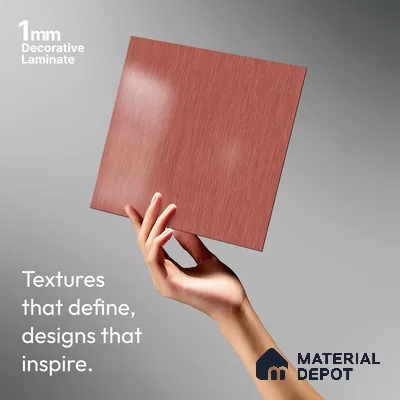 Red Metallic Look LM 02947 Red 8 ft x 4 ft Foil Finish Decorative Laminate - 1 mm | Suitable for TV Unit, Wardrobe, Kitchen Cabinets
