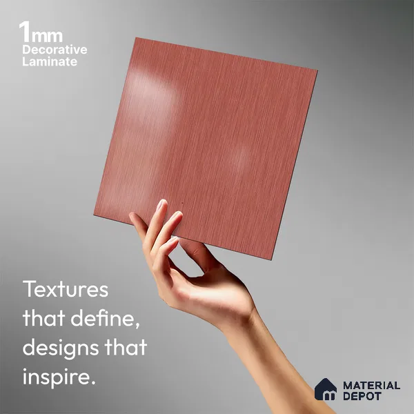 Red Metallic Look LM 02947 Red 8 ft x 4 ft Foil Finish Decorative Laminate - 1 mm | Suitable for TV Unit, Wardrobe, Kitchen Cabinets