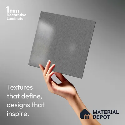 Grey Metallic Look LM 02948 Silver 8 ft x 4 ft Foil Finish Decorative Laminate - 1 mm | Suitable for TV Unit, Wardrobe, Kitchen Cabinets