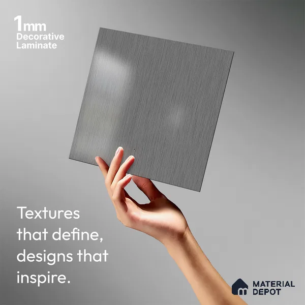 Grey Metallic Look LM 02948 Silver 8 ft x 4 ft Foil Finish Decorative Laminate - 1 mm | Suitable for TV Unit, Wardrobe, Kitchen Cabinets