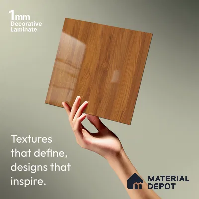 Wooden Look LM 02950 Balsa Yellow 8 ft x 4 ft High Gloss Finish Decorative Laminate - 1 mm | Suitable for TV Unit, Wardrobe, Kitchen Cabinets