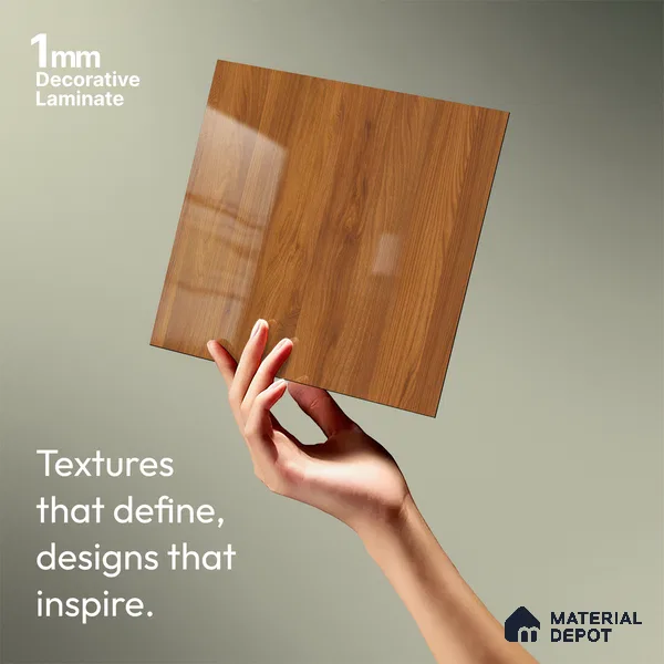 Wooden Look LM 02950 Balsa Yellow 8 ft x 4 ft High Gloss Finish Decorative Laminate - 1 mm | Suitable for TV Unit, Wardrobe, Kitchen Cabinets