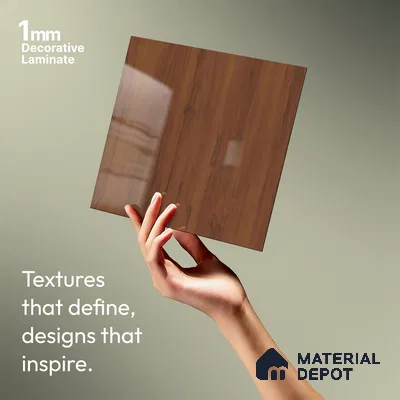 Wooden Look LM 02956 Cinnamon 8 ft x 4 ft High Gloss Finish Decorative Laminate - 1 mm | Suitable for TV Unit, Wardrobe, Kitchen Cabinets