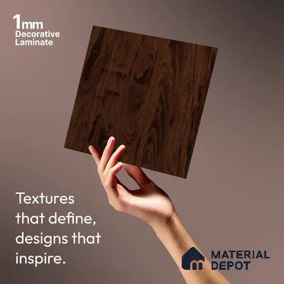 Wooden Look LM 03020 Tongda Walnut 8 ft x 4 ft Suede Finish Decorative Laminate - 1 mm | Suitable for TV Unit, Wardrobe, Kitchen Cabinets