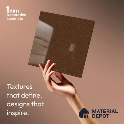 Metallic Golden Brown Solid Colors Look LM 03040 Metallic Golden 8 ft x 4 ft Metallic Glossy Finish Decorative Laminate - 1 mm | Suitable for Living Room, Kitchen, Office