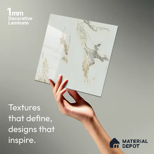 Marble Look LM 01703 Creamy Venetino 8 ft x 4 ft High Gloss Finish Decorative Laminate - 1 mm | Suitable for TV Unit, Wardrobe, Kitchen Cabinets