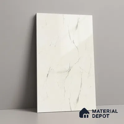 Marble Look LM 01708 Irish Carrara 8 ft x 4 ft High Gloss Finish Decorative Laminate - 1 mm | Suitable for TV Unit, Wardrobe, Kitchen Cabinets
