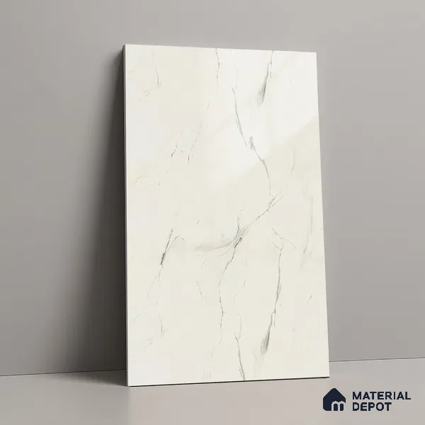 Marble Look LM 01708 Irish Carrara 8 ft x 4 ft High Gloss Finish Decorative Laminate - 1 mm | Suitable for TV Unit, Wardrobe, Kitchen Cabinets