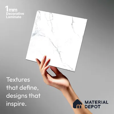 Marble Look LM 15569 Cloud Italino 8 ft x 4 ft High Gloss Finish Decorative Laminate - 1 mm | Suitable for TV Unit, Wardrobe, Kitchen Cabinets