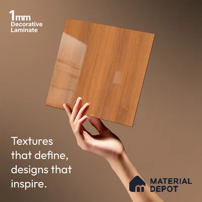 Wooden Look LM 15571 Varnished Bois 8 ft x 4 ft High Gloss Finish Decorative Laminate - 1 mm | Suitable for TV Unit, Wardrobe, Kitchen Cabinets