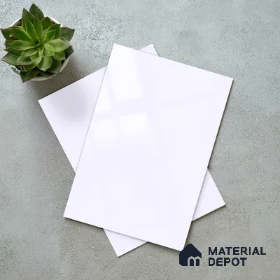 Pure White Solid Colors Look LM 01720 White 8 ft x 4 ft High Gloss Finish Decorative Laminate - 1 mm | Suitable for Living Room, Kitchen, Office