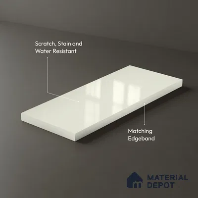 Solid Colors Look LM 01721 Off White 8 ft x 4 ft High Gloss Finish Decorative Laminate - 1 mm | Suitable for Living Room, Kitchen, Office