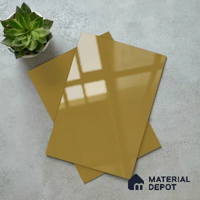 Solid Colors Look LM 01620 Plush Yellow 8 ft x 4 ft High Gloss Finish Decorative Laminate - 1 mm | Suitable for Living Room, Kitchen, Office