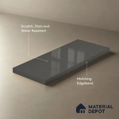 Solid Colors Look LM 01734 Storm Grey 8 ft x 4 ft High Gloss Finish Decorative Laminate - 1 mm | Suitable for Living Room, Kitchen, Office