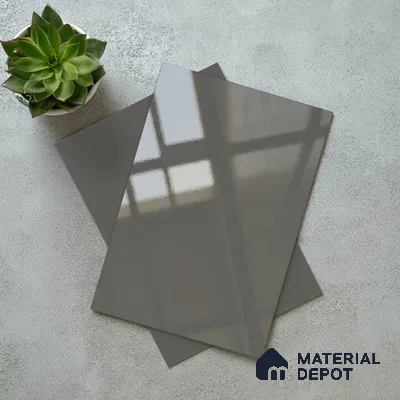 Solid Colors Look LM 01734 Storm Grey 8 ft x 4 ft High Gloss Finish Decorative Laminate - 1 mm | Suitable for Living Room, Kitchen, Office