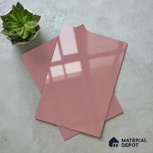 Solid Colors Look LM 01731 Rose Wood Rosewood Pink 8 ft x 4 ft High Gloss Finish Decorative Laminate - 1 mm | Suitable for Living Room, Kitchen, Office