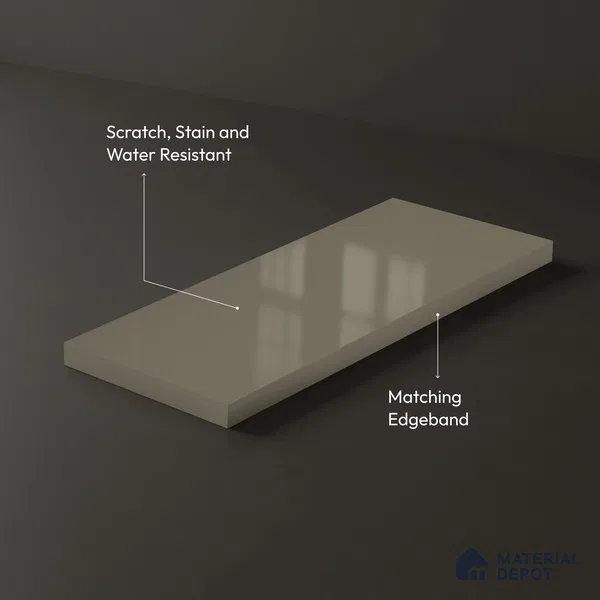 Solid Colors Look LM 01727 Chrome Grey 8 ft x 4 ft High Gloss Finish Decorative Laminate - 1 mm | Suitable for Living Room, Kitchen, Office