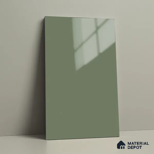 Sage Green Solid Colors Look LM 15564 Fornum & Mason 8 ft x 4 ft High Gloss Finish Decorative Laminate - 1 mm | Suitable for Living Room, Kitchen, Office