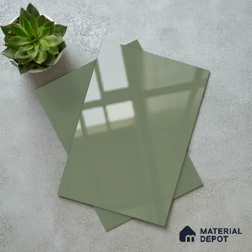 Sage Green Solid Colors Look LM 15564 Fornum & Mason 8 ft x 4 ft High Gloss Finish Decorative Laminate - 1 mm | Suitable for Living Room, Kitchen, Office