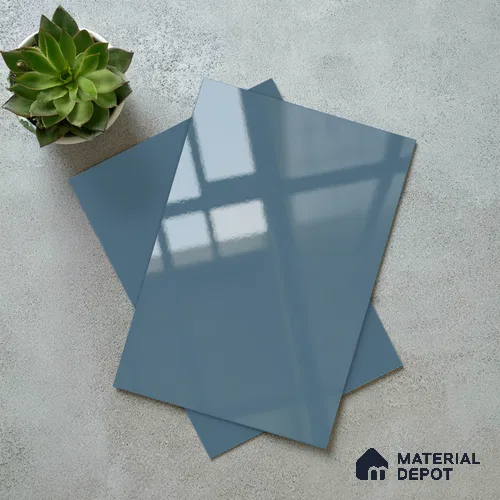 Solid Colors Look LM 01732 Morning Blue 8 ft x 4 ft High Gloss Finish Decorative Laminate - 1 mm | Suitable for Living Room, Kitchen, Office