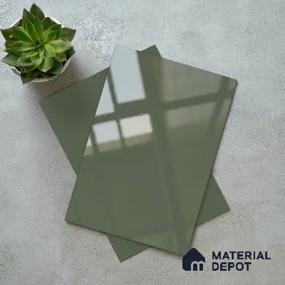 Solid Colors Look LM 15566 Sage Green 8 ft x 4 ft High Gloss Finish Decorative Laminate - 1 mm | Suitable for Living Room, Kitchen, Office