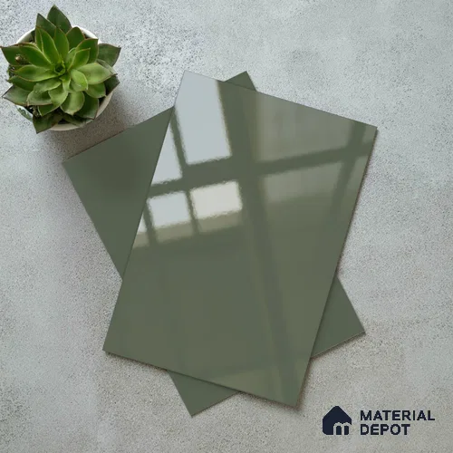 Solid Colors Look LM 15566 Sage Green 8 ft x 4 ft High Gloss Finish Decorative Laminate - 1 mm | Suitable for Living Room, Kitchen, Office