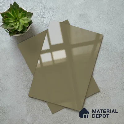 Solid Colors Look LM 01728 Mellow Brown 8 ft x 4 ft High Gloss Finish Decorative Laminate - 1 mm | Suitable for Living Room, Kitchen, Office