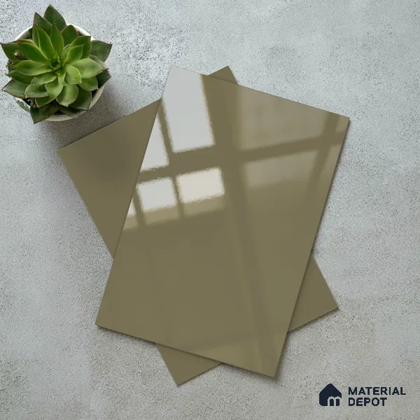 Solid Colors Look LM 01728 Mellow Brown 8 ft x 4 ft High Gloss Finish Decorative Laminate - 1 mm | Suitable for Living Room, Kitchen, Office