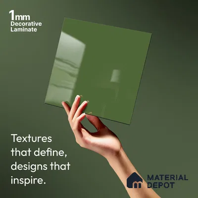 Solid Colors Look LM 01733 Parrot Green 8 ft x 4 ft High Gloss Finish Decorative Laminate - 1 mm | Suitable for Living Room, Kitchen, Office