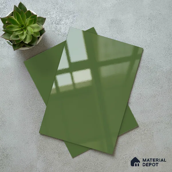 Solid Colors Look LM 01733 Parrot Green 8 ft x 4 ft High Gloss Finish Decorative Laminate - 1 mm | Suitable for Living Room, Kitchen, Office