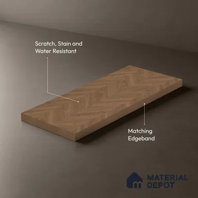 Wooden Look LM 01257 V Wooden 8 ft x 4 ft Chevron Planks Finish Decorative Laminate - 1 mm | Suitable for TV Unit, Wardrobe, Kitchen Cabinets