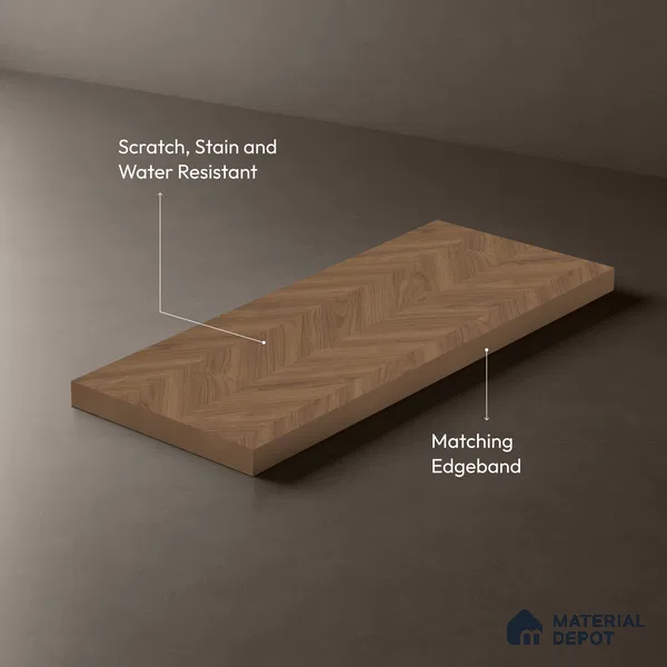 Wooden Look LM 01257 V Wooden 8 ft x 4 ft Chevron Planks Finish Decorative Laminate - 1 mm | Suitable for TV Unit, Wardrobe, Kitchen Cabinets